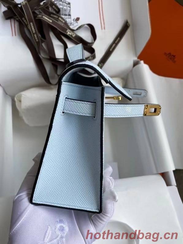 Hermes Original Epsom Leather KEL2278 sky blue&gold-Tone Metal