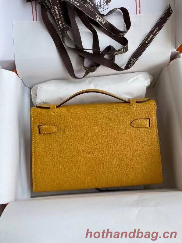 Hermes Original Epsom Leather KEL2278 yellow&Silver-Tone Metal