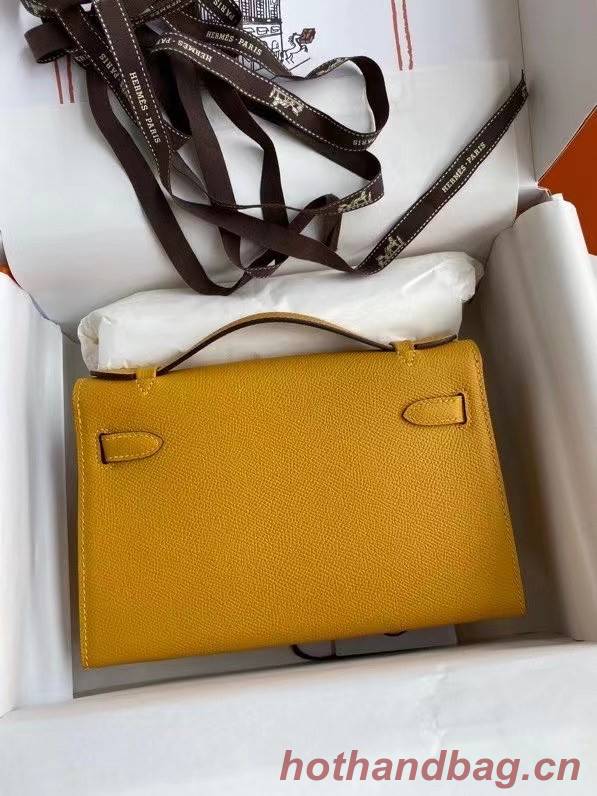 Hermes Original Epsom Leather KEL2278 yellow&gold-Tone Metal