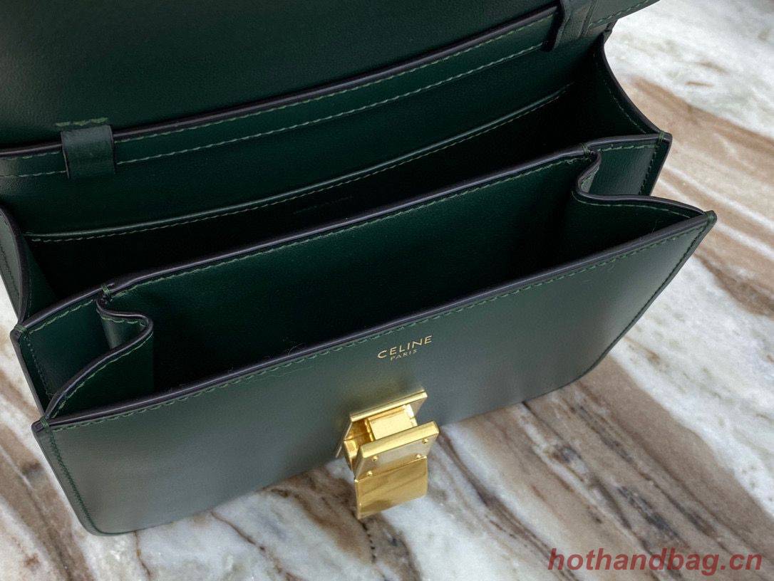 Celine Classic Box Teen Flap Bag Original Calfskin Leather 3379 Dark Green