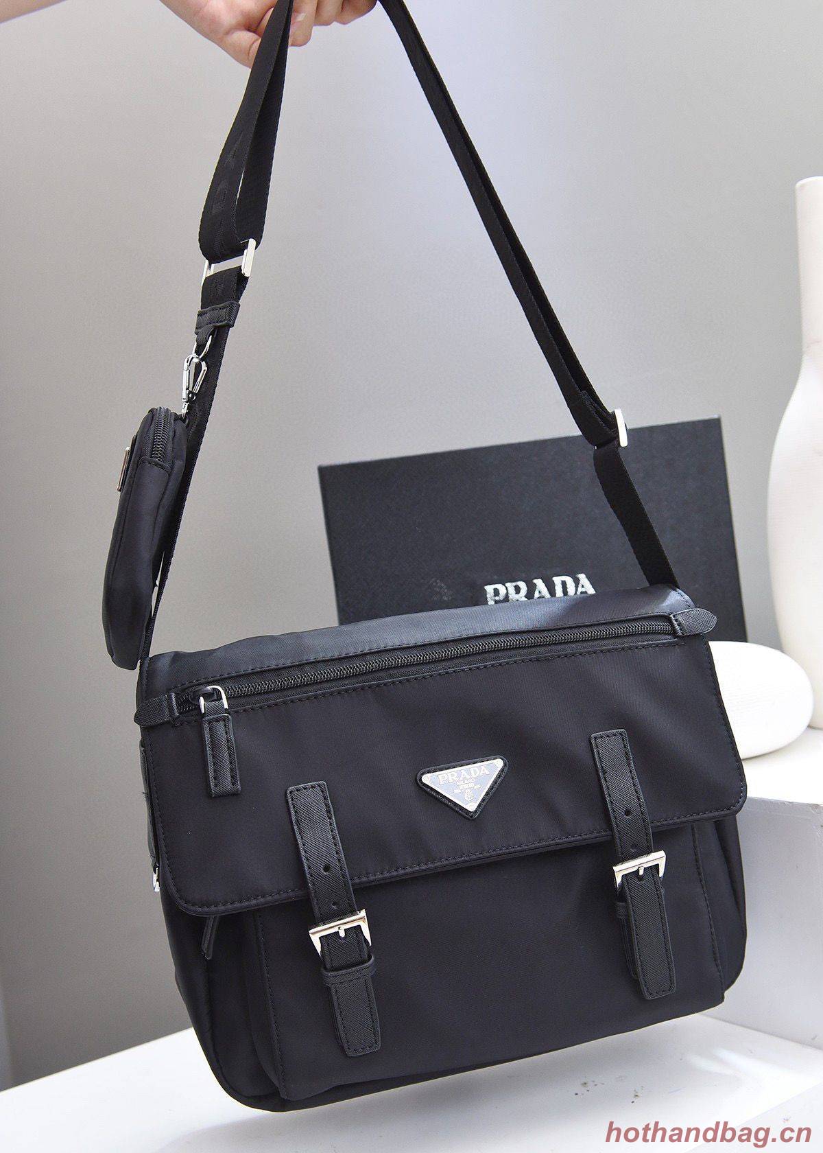 Prada Nylon Flap Messenger shoulder Bag PN1259 Black