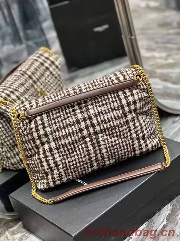 Yves Saint Laurent PUFFER BAG IN CHECKED TWEED AND LAMBSKIN 172682 BEIGE