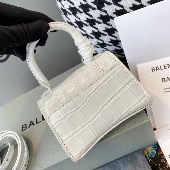 Balenciaga WOMENS HOURGLASS MINI TOP HANDLE BAG M8000 WHITE