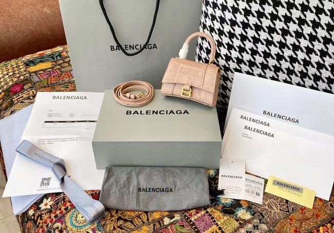 Balenciaga WOMENS HOURGLASS MINI TOP HANDLE BAG M8000 apricot