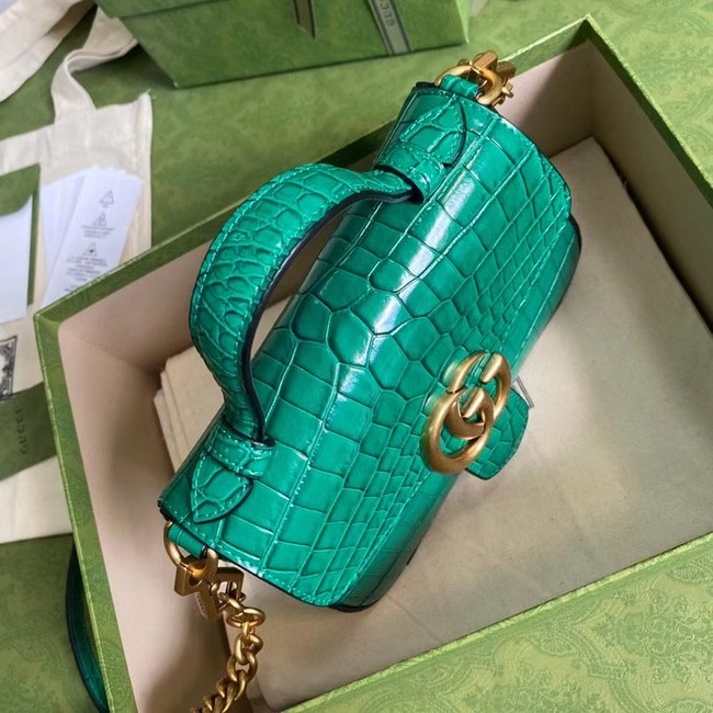 Gucci GG Marmont crocodile mini top handle bag 547260 green