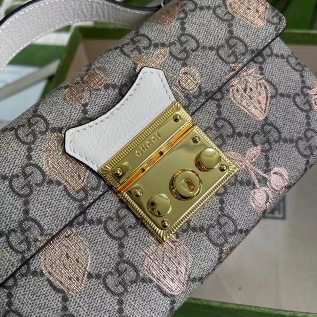 Gucci Padlock berry print mini bag 652683 White