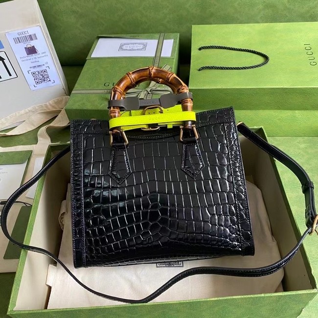 Gucci Diana small crocodile tote bag 660195 Black