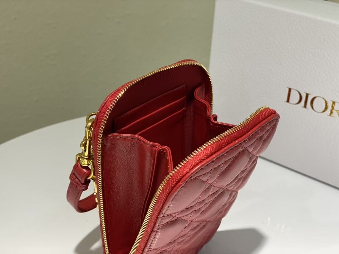 DIOR MINI BOBBY BAG Gradient Cannage Lambskin C0955 red 