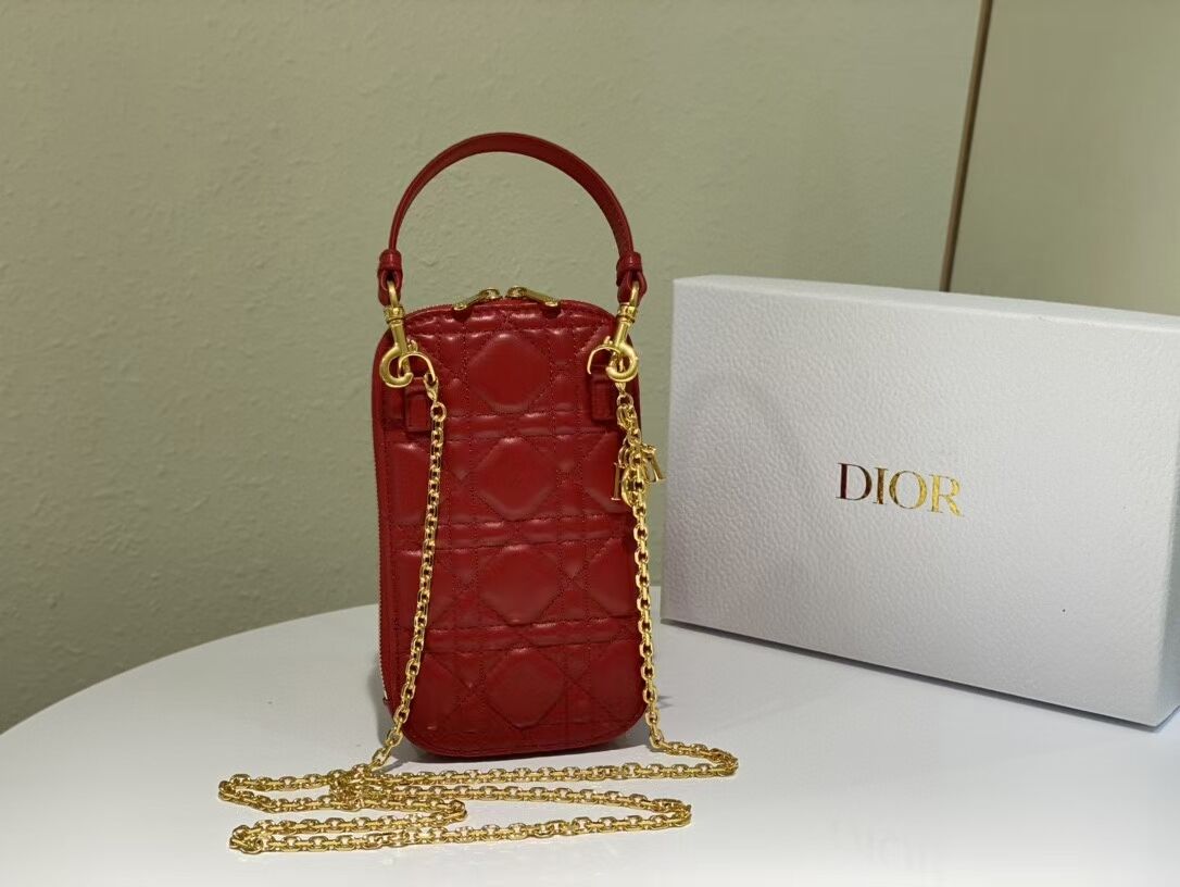 DIOR MINI BOBBY BAG Gradient Cannage Lambskin C0955 red 