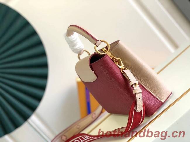 Louis Vuitton CAPUCINES BB M59266 Eggshell&Lie de Vin Red