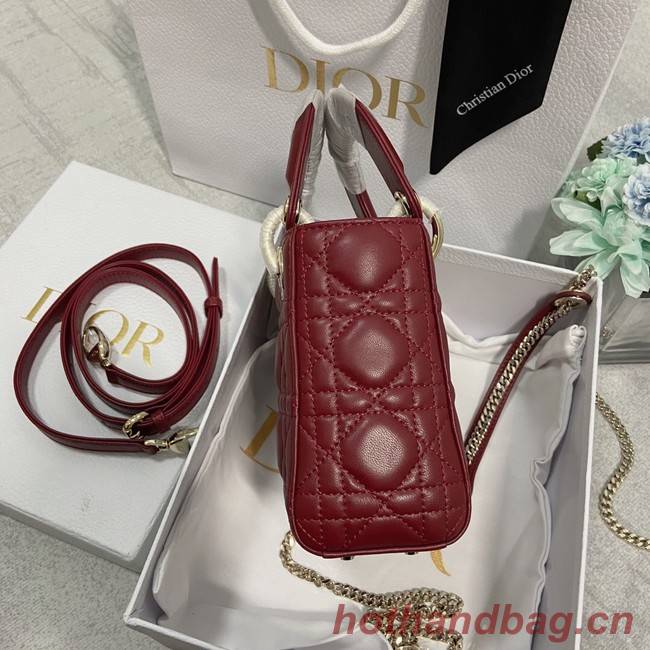 MINI LADY DIOR BAG Lambskin M0566OW Wine&gold