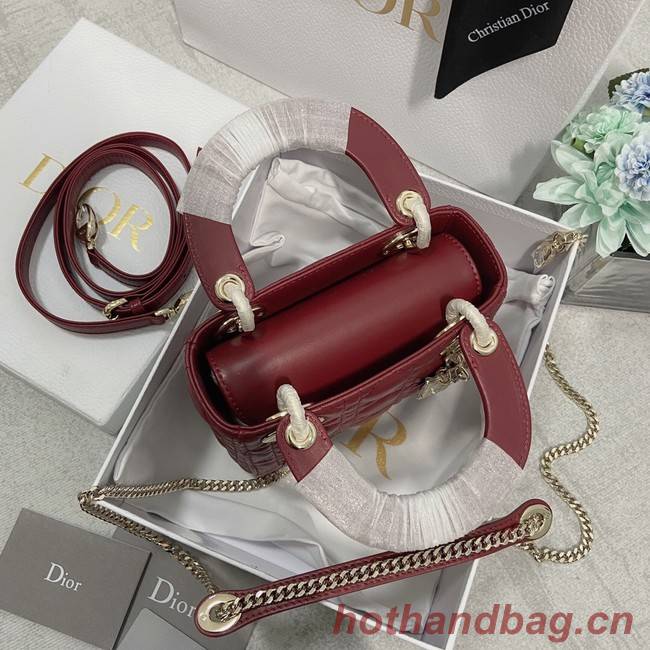 MINI LADY DIOR BAG Lambskin M0566OW Wine&gold