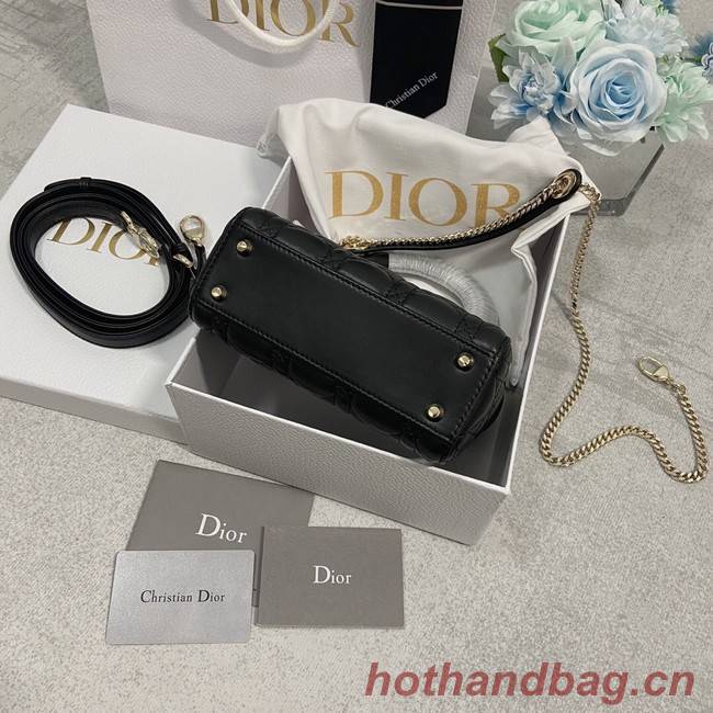 MINI LADY DIOR BAG Lambskin M0566OW black&gold