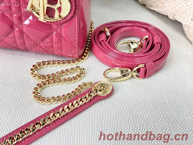 MINI LADY DIOR BAG rose Patent Cannage Calfskin M0566OW gold Hardware