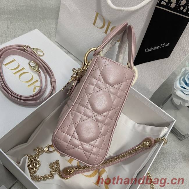 MINI LADY DIOR BAG Lambskin M0566OW Pearlescent powder&gold