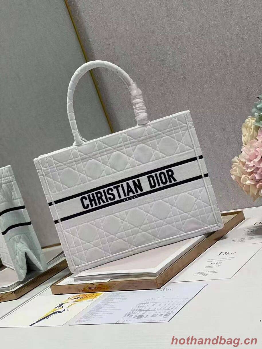 SMALL DIOR BOOK TOTE Velvet C1287-1 white