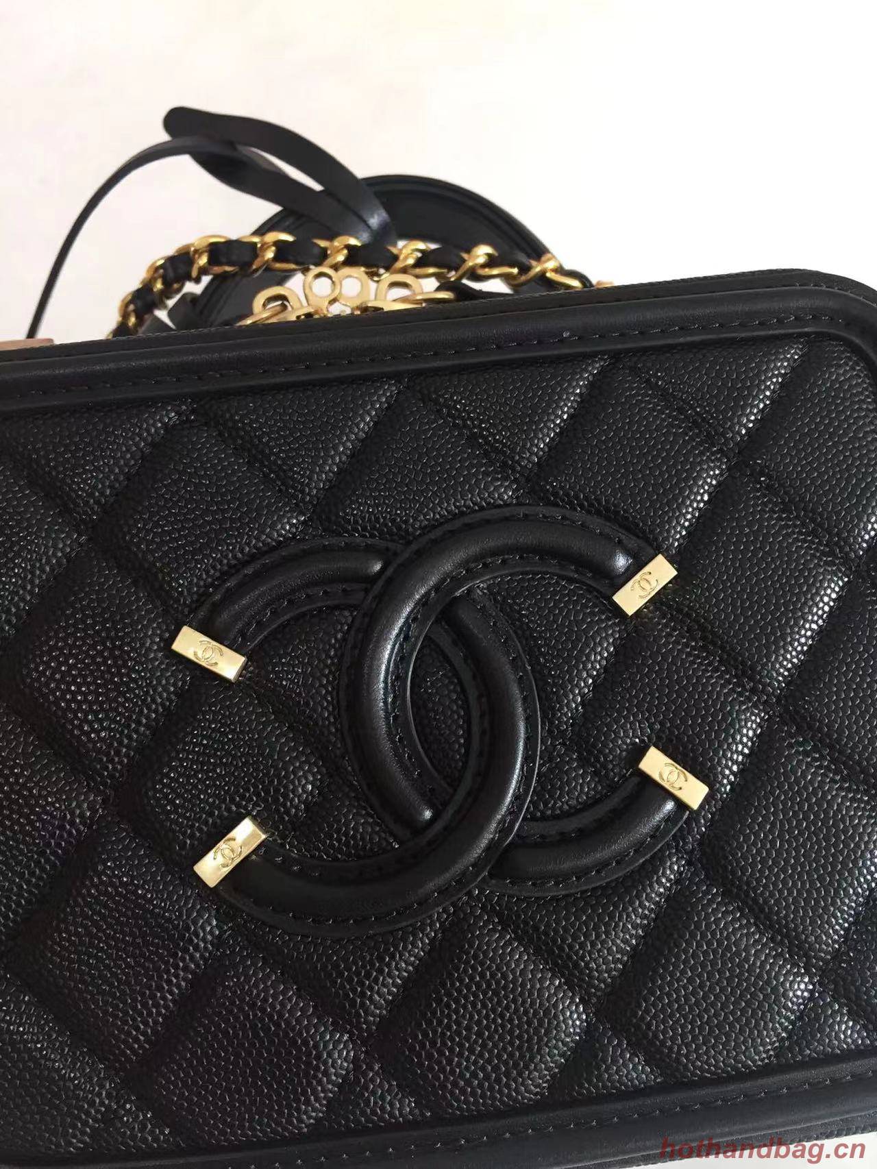 Chanel mini Vanity Case Grained Calfskin A93342 Black