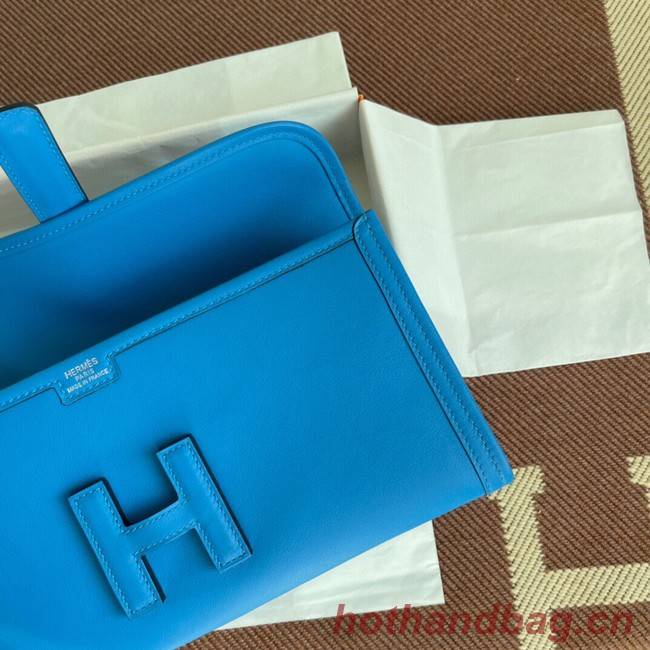 Hermes Original jige swift Leather Clutch 37088 blue