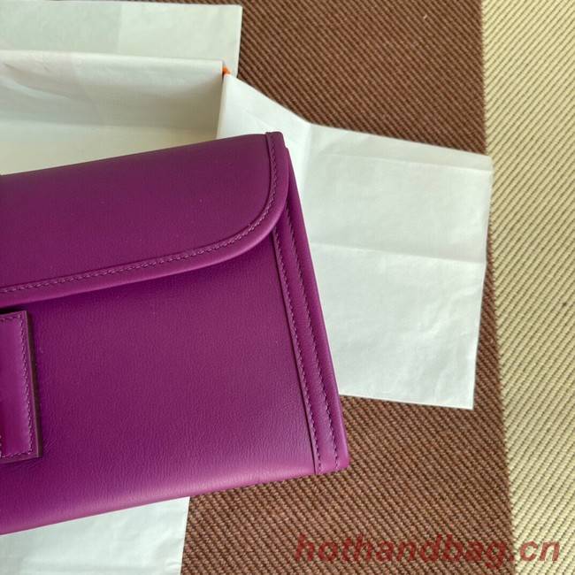 Hermes Original jige swift Leather Clutch 37088 purple