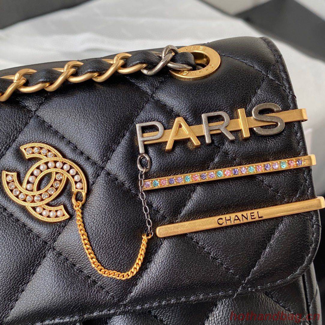 Chanel Original Leather Pearl Hairpin Badge Bag AS2979 Black