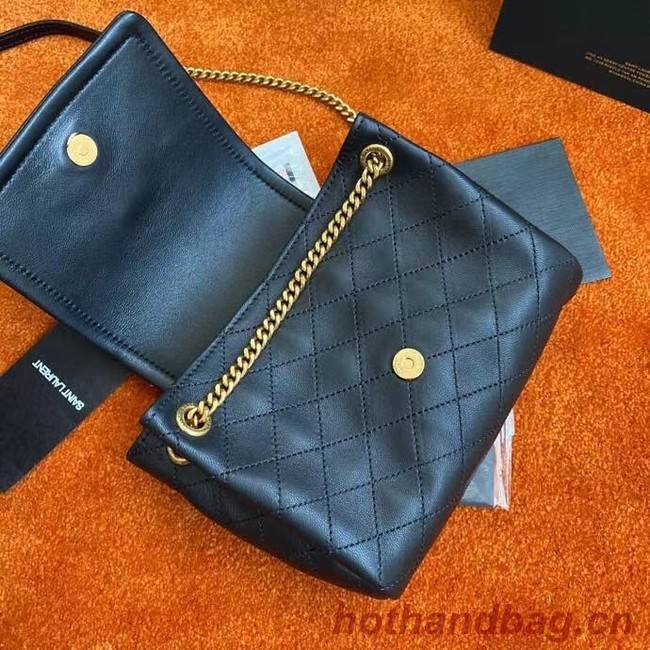 YSL MONOGRAM MINI NOLITA IN LAME LEATHER 672738 BLACK