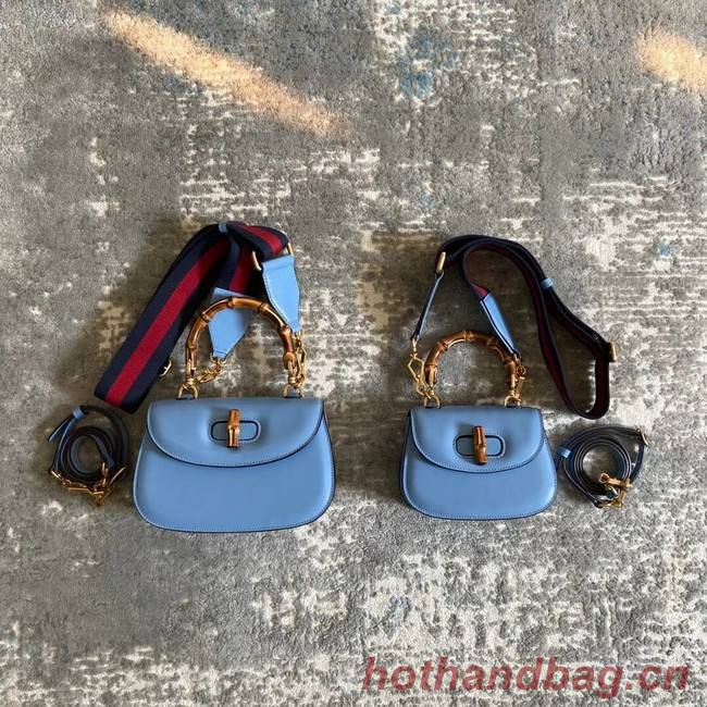 Gucci Small top handle bag with Bamboo 675797 blue