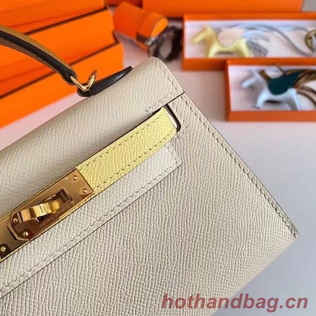 Hermes Kelly 19cm Shoulder Bags Epsom Leather KL19 Gold hardware Cream&yellow