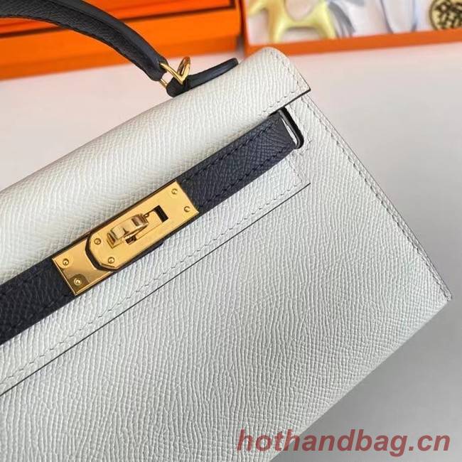 Hermes Kelly 19cm Shoulder Bags Epsom Leather KL19 Gold hardware white&black