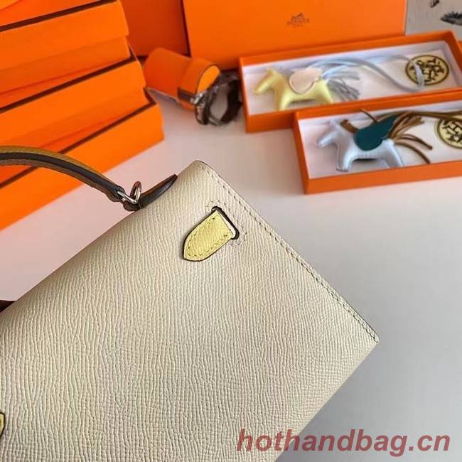 Hermes Kelly 19cm Shoulder Bags Epsom Leather KL19 Silver hardware Cream&yellow