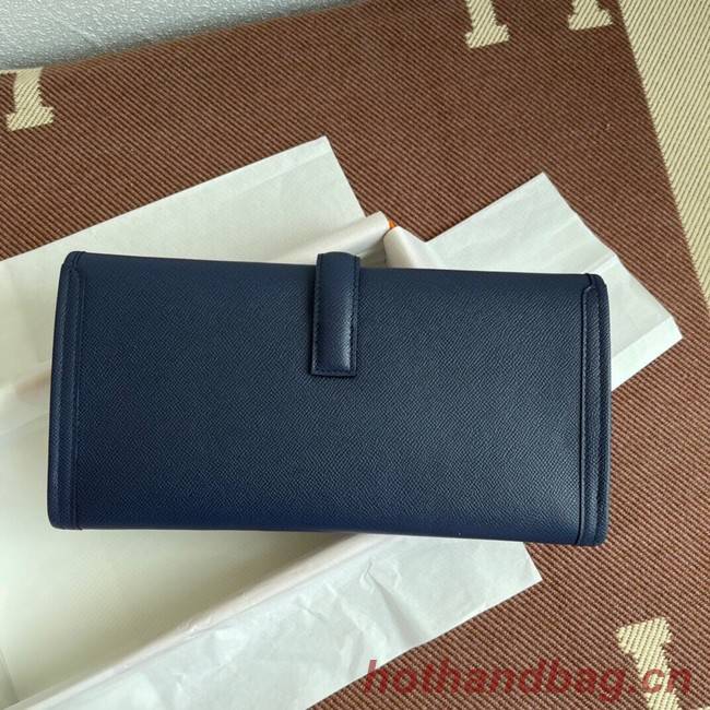 Hermes Original Espom Leather Clutch 37088 Sapphire blue