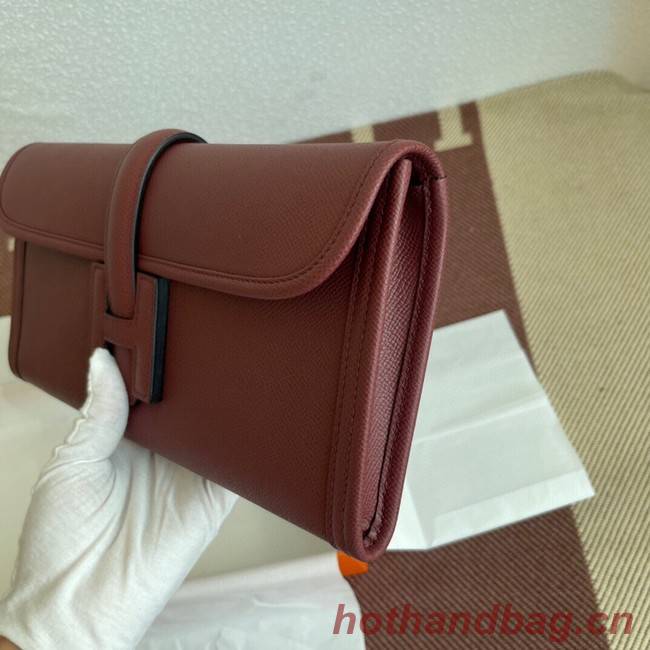 Hermes Original Espom Leather Clutch 37088 claret