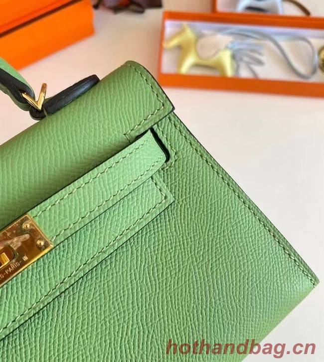 Hermes Kelly 19cm Shoulder Bags Epsom Leather KL19 Gold hardware Avocado Green