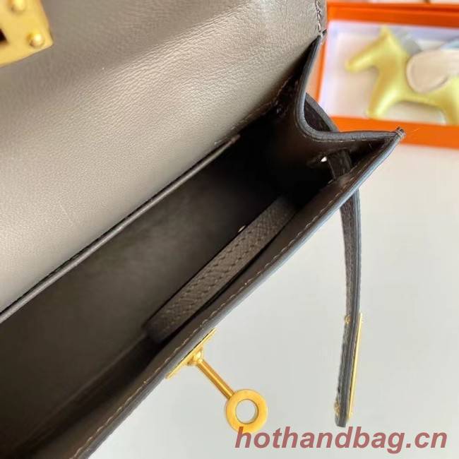 Hermes Kelly 19cm Shoulder Bags Epsom Leather KL19 Gold hardware gray