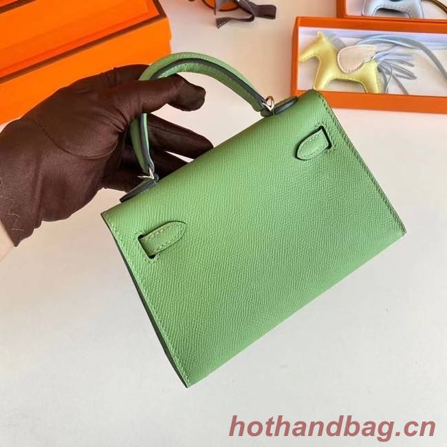 Hermes Kelly 19cm Shoulder Bags Epsom Leather KL19 Silver hardware Avocado Green