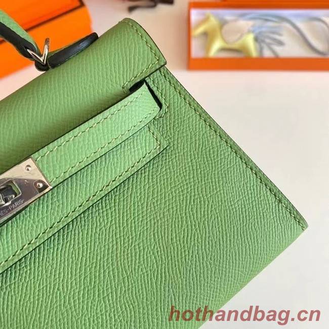 Hermes Kelly 19cm Shoulder Bags Epsom Leather KL19 Silver hardware Avocado Green