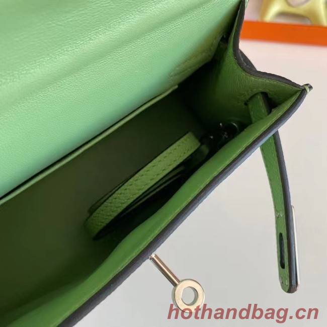 Hermes Kelly 19cm Shoulder Bags Epsom Leather KL19 Silver hardware Avocado Green