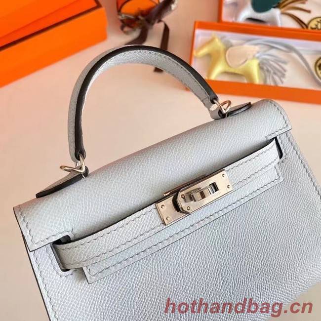 Hermes Kelly 19cm Shoulder Bags Epsom Leather KL19 Silver hardware Glacier blue