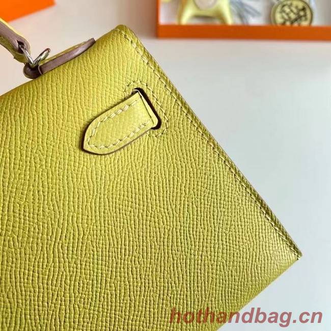 Hermes Kelly 19cm Shoulder Bags Epsom Leather KL19 Silver hardware lemon