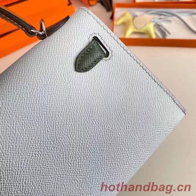 Hermes Kelly 19cm Shoulder Bags Epsom Leather KL19 Silver  hardware light blue&green