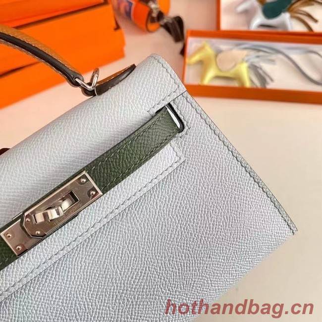 Hermes Kelly 19cm Shoulder Bags Epsom Leather KL19 Silver  hardware light blue&green