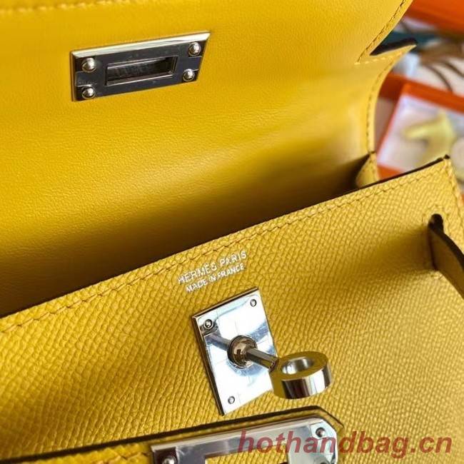 Hermes Kelly 19cm Shoulder Bags Epsom Leather KL19 Silver hardware yellow