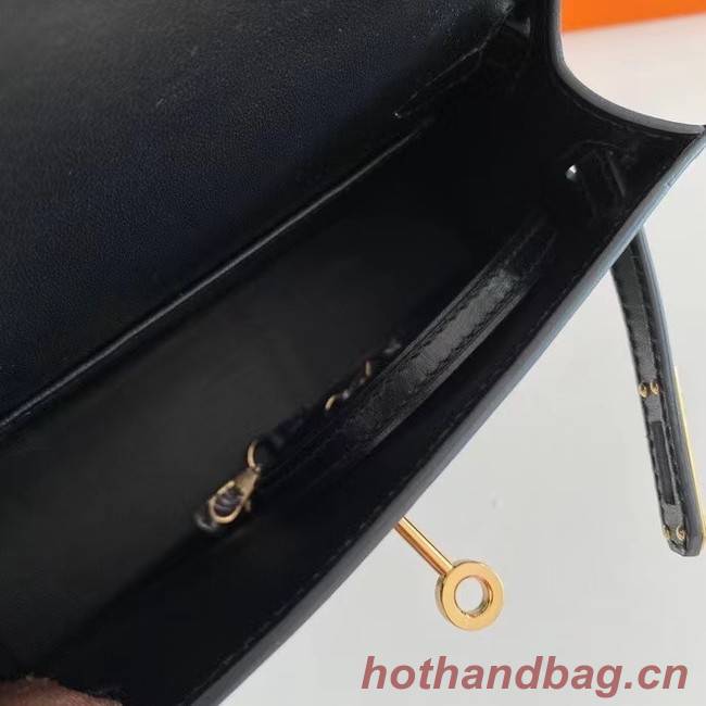 Hermes Kelly 19cm Shoulder Bags box Leather KL19 Gold hardware black