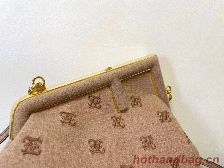 FENDI FIRST SMALL flannel bag with embroidery 8BP129A Beige