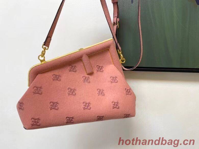 FENDI FIRST SMALL flannel bag with embroidery 8BP129A PINK