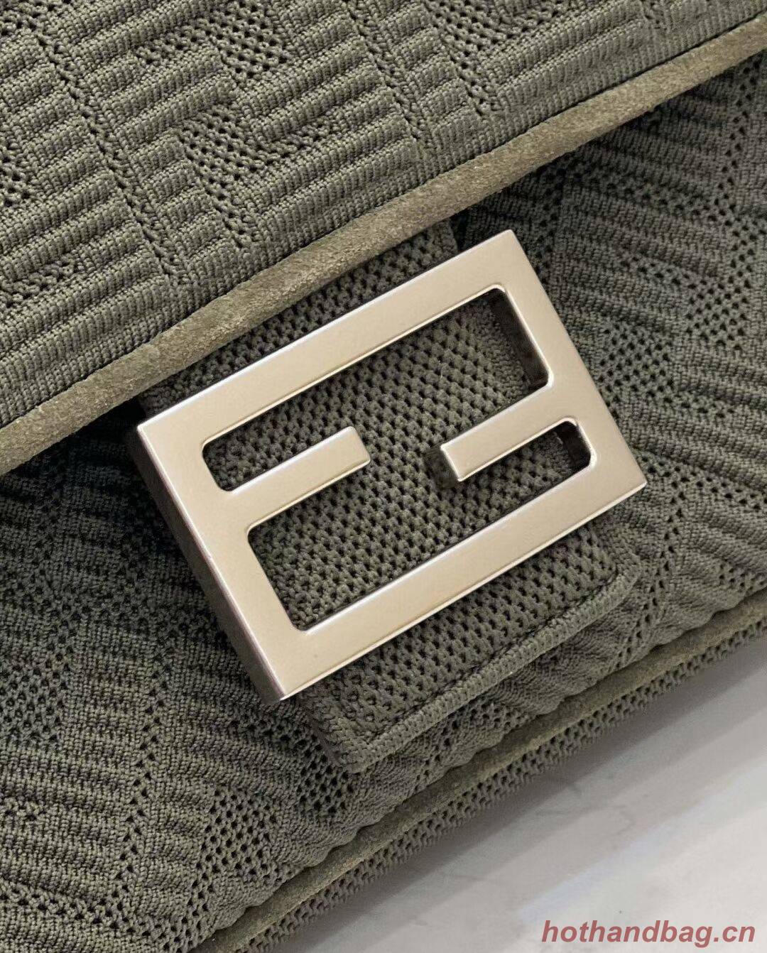 FENDI MIDI BAGUETTE CHAIN FF fabric bag 8BR793 Green