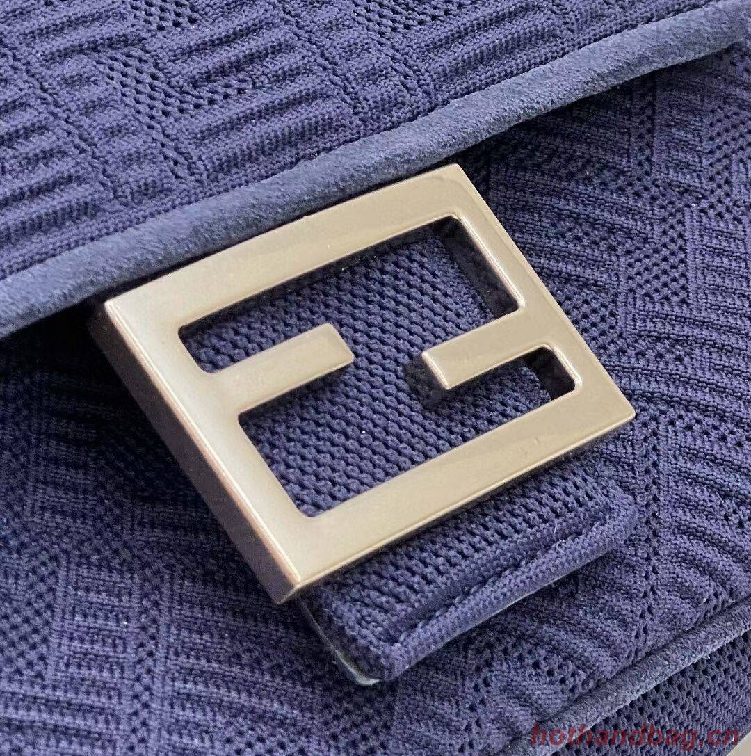 FENDI MIDI BAGUETTE CHAIN FF fabric bag 8BR793 dark blue