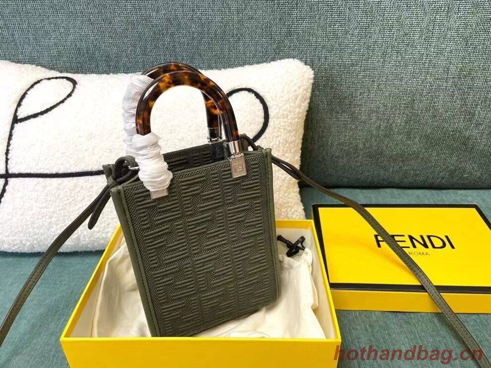 FENDI MINI SUNSHINE SHOPPER FF fabric mini-bag 8BS051AG green