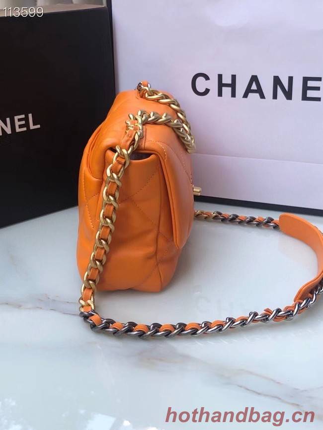 CHANEL Lambskin 19 Flap Bag AS1160 orange