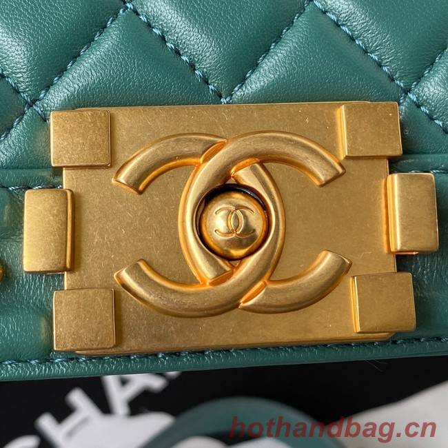 SMALL BOY CHANEL HANDBAG Gold-Tone Metal A67085 GREEN