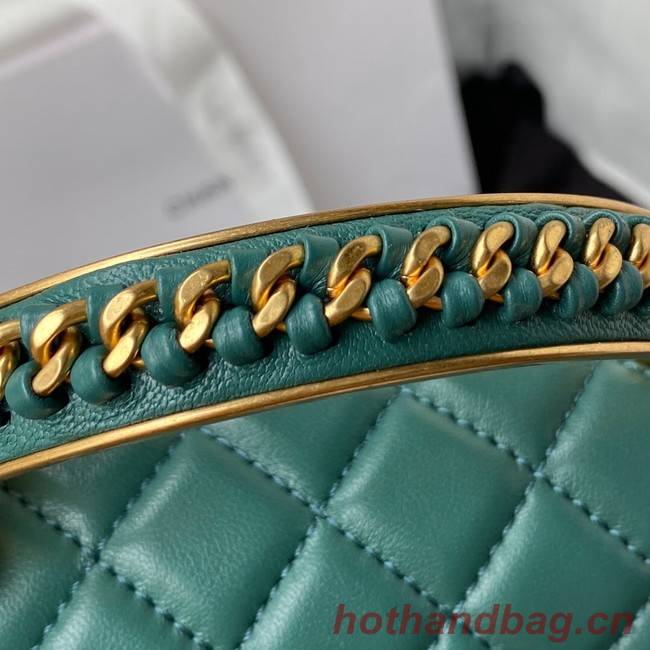 SMALL BOY CHANEL HANDBAG Gold-Tone Metal A67085 GREEN